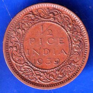 British India 1939 George V King Emperor Half Pice Coin ANH2015