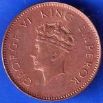 British India 1938 George VI King One Quarter Anna Copper Coin ANH2063