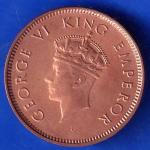 BRITISH INDIA 1939 GORGE VI KING ONE QUARTER ANNA COPPER COIN ANH2264