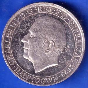 Gibraltar 2023 CHARLES III D.G. REX.F.D. HALF CROWN RARE COIN ANH2611