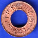 British India 1943 George Vi King One Pice Coin anh3213