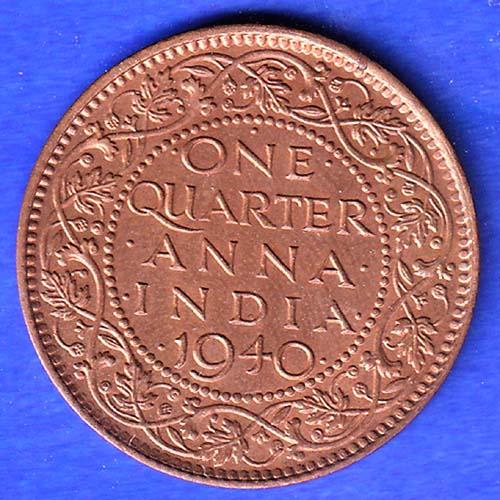 BRITISH INDIA 1939 ONE QURTER ANNA GEORGE VI COPPER COIN sk1107