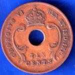 EAST AFRICA 1943 TEN CENTS Georgivs VI REX ET IND.IMP COIN ANH1763