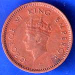 British India 1939 George V King Emperor Half Pice Coin ANH2015