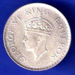 BRITISH INDIA 1940 george vi BOMBAY MINT 1/4 RUPEE SILVER COIN HSK126