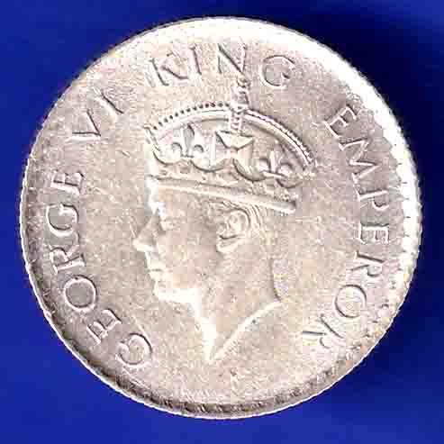 BRITISH INDIA 1940 george vi BOMBAY MINT 1/4 RUPEE SILVER COIN HSK126