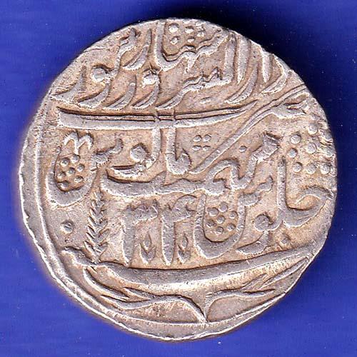Maratha Conf. Ry 34 Shah Alam Saharanpur Mint One Rupee Rare Silver Coin SK24