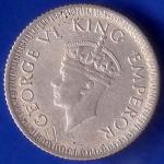 British India 1943 George Vi King Quarter Rupee Coin ANH616