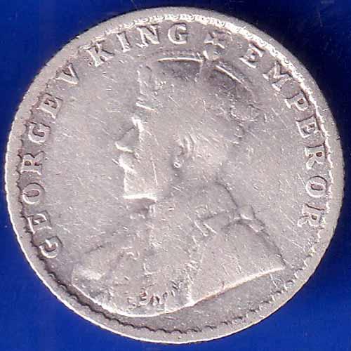 British India 1915 Bombay Mint George V King Emperor 1/4 Rupee Coin ANH1866