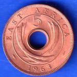 EAST AFRICA 1963 “QUEEN ELIZABETH THE SECOND” FIVE CENTS RARE COIN ANH2465