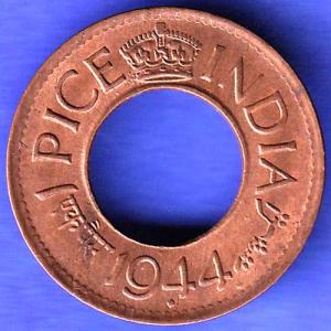 British India 1944 Lahor mint One Pice copper coin SK172