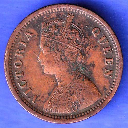 BRITISH INDIA 1862 VICTORIA QUEEN 1/2 PICE COPEPR COIN SK270