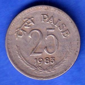 Republic india culcutta mint 25 paisa 1983 coin SK917