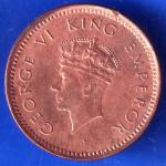 BRITISH INDIA 1939 GORGE VI KING 1/2 PICE BOMBAY MINT RARE COIN ANH2968