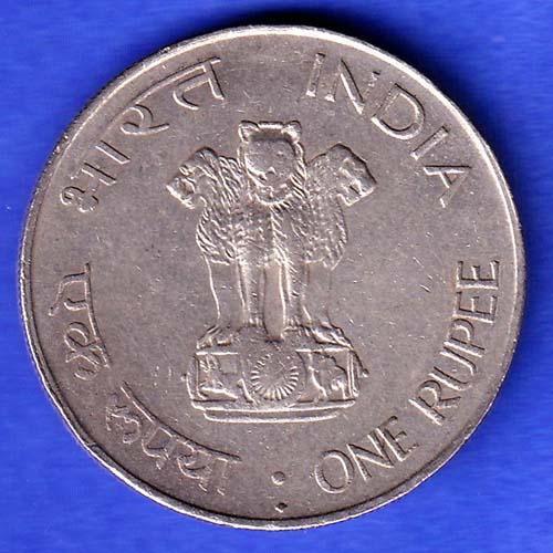 Republic India 1869 1948 Mahatma Gandhi One Rupee BOMBAY MINT Coin HSK469