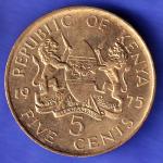 Kenya 5 Cents with legend 1975 Coin SK72