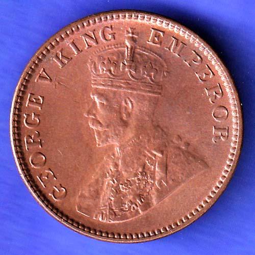 BRITISH INDIA 1936 GORGE V KING ONE QUARTER ANNA COPPER COIN SK218