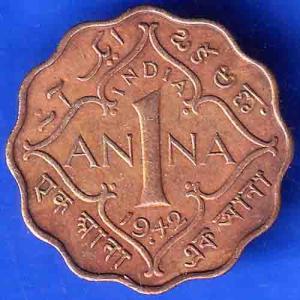 BRITISH INDIA 1942 GEORGE VI 1 ANNAS COIN ANH3133