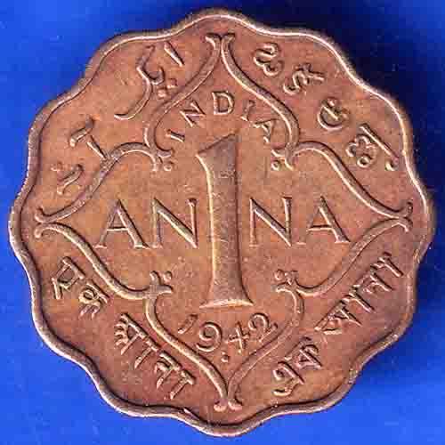 BRITISH INDIA 1942 GEORGE VI 1 ANNAS COIN ANH3133