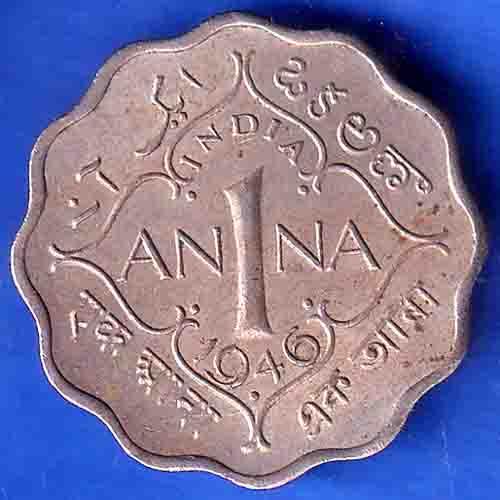 British India 1946 George VI King 1 Anna Coin ANH3134