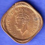 BRITISH INDIA 1942 GEORGE VI 1/2 ANNA RARE COIN  SK1075