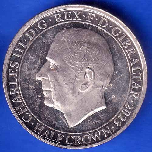 Gibraltar 2023 CHARLES III D.G. REX.F.D. HALF CROWN RARE COIN ANH2020
