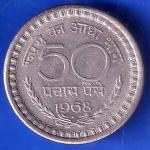 Republic India 1968 50 Paise BOMBAY MINT Coin ANH2713