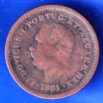 Portuguese India 1881 LUDOVICUS.I quarto de tangka copper coin  ANH2863