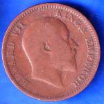 British India 1909 EDWARD VII ONE QUARTER ANNA Copper Coin ANH2615