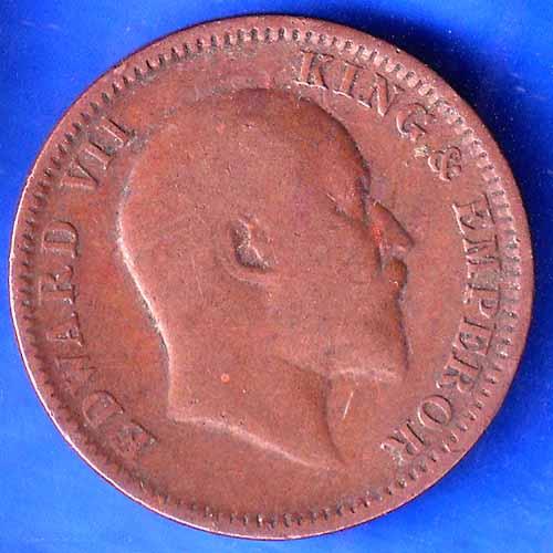 British India 1909 EDWARD VII ONE QUARTER ANNA Copper Coin ANH2615