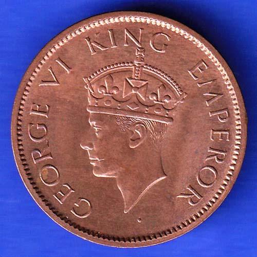 British India 1942 George VI King Emperor One Quarter Anna Copper Coin ANH3173