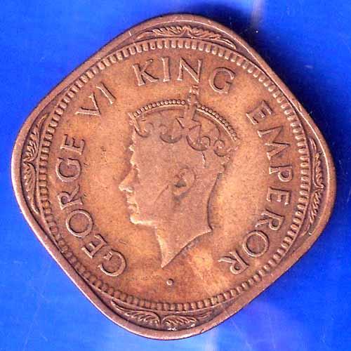 BRITISH INDIA 1944 GEORGE VI 2 ANNAS COIN ANH2665