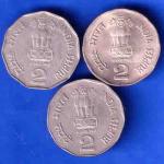 Set Of 3 : National Integration Republic India With different year And MInt 2 Rupees Coins ANH2914