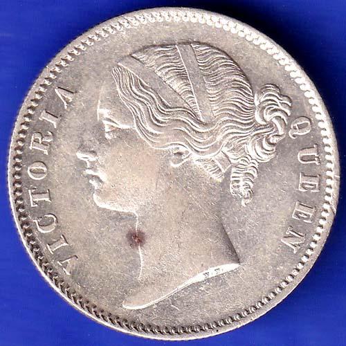 EAST INDIA COMPANY 1840 CONTINIOUS LEGEND VICTORIA QUEEN 1 RUPEE SILVER COin HSK283