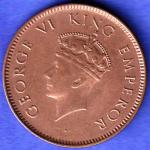 BRITISH INDIA 1939 GORGE VI KING ONE QUARTER ANNA COPPER COIN SK175