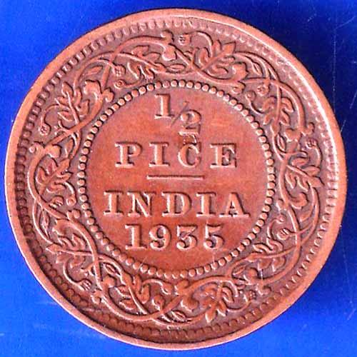 British India 1935 George V King Emperor Half Pice Coin ANH2421