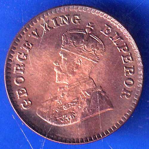 British India 1928 George V King 1/12 Anna Copper Coin ANH2666