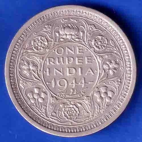 British India 1944 George VI Bombay Mint One Rupee Coin ANH3465