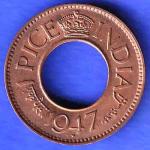 British india king bombay mint george vi 1947 one pice beautiful copper Coin HSK172
