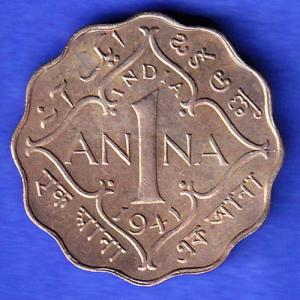 British India 1941 George VI Bombay Mint King One Anna Coin HSK472