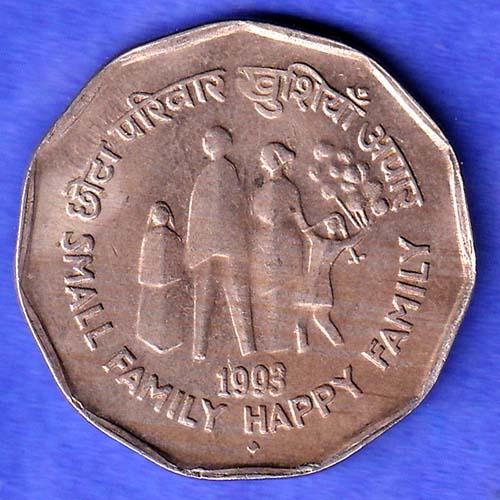Republic India 1993 BOMBAY MINT Bio Diversity World Food Day 2 Rupee Coin HSK816