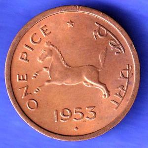Governnment Of India 1953 bombay mint One Pice Coin HSK917