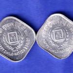 2 Coins Set : Republic India 1979 Hyderabad Mint Happy Child Nation's Pride 5 Paise coin HSK967