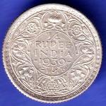 BRITISH INDIA 1939 george vi 1/4 RUPEE SILVER COIN SK378