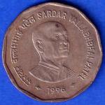 UNC Republic India Sardar Vallabhbhai Patel 1996 Bombay Mint 2 Rupee Coin ANH26