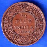 British India 1936 George V King Emperor Half Pice Coin ANH1820