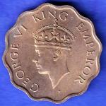 British India 1941 George VI Bombay Mint King One Anna Coin HSK472