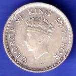 BRITISH INDIA 1939 george vi 1/4 RUPEE SILVER COIN SK378