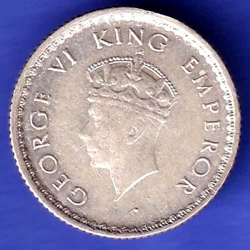BRITISH INDIA 1939 george vi 1/4 RUPEE SILVER COIN SK378
