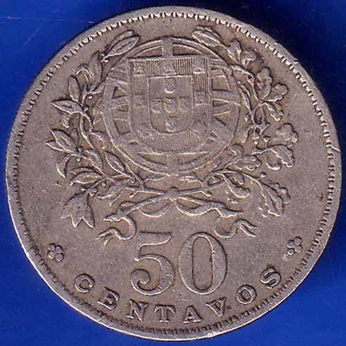Republica Portugal 50 centavos 1968 rare coin ANH1316